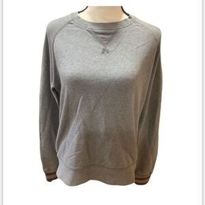 American Eagle Pullover‎ Sweatshirt, Grey with Maroon Stripes, 100% Cotton, XS